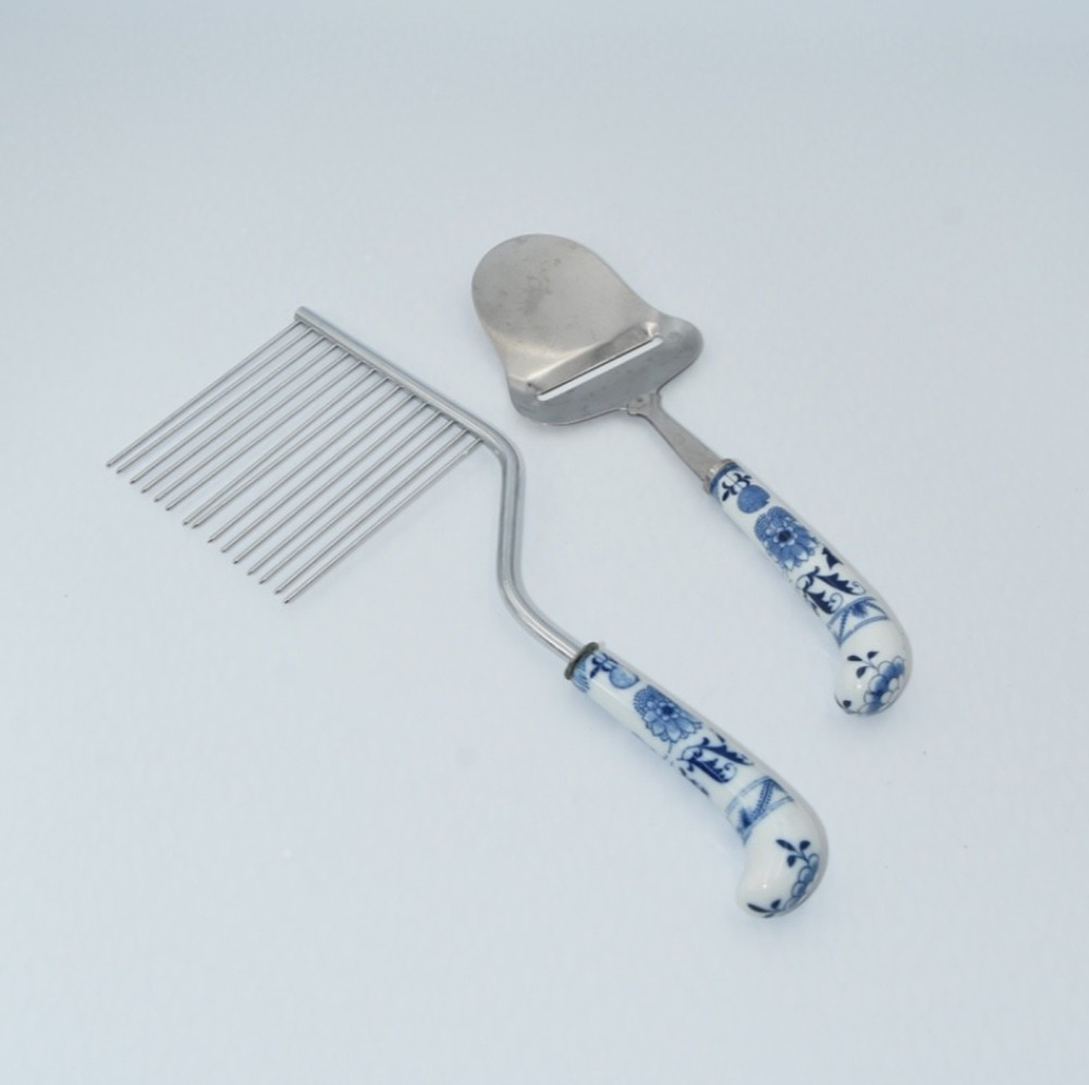 2pc Blue Danube Cheese Slicer & Cake Breaker Blue Onion Handle Stainless Steel